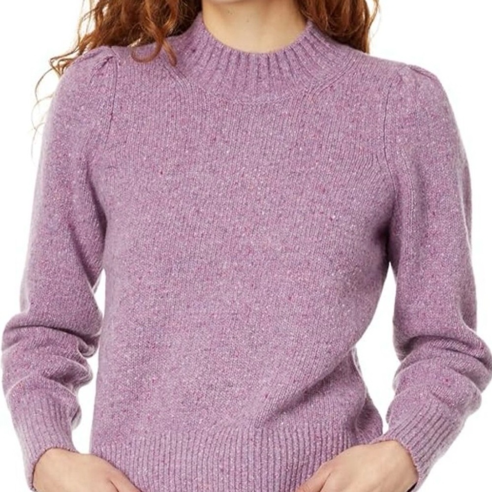 Faherty Boone Merino Wool and Alpaca Puff Sleeve crew neck sweater
